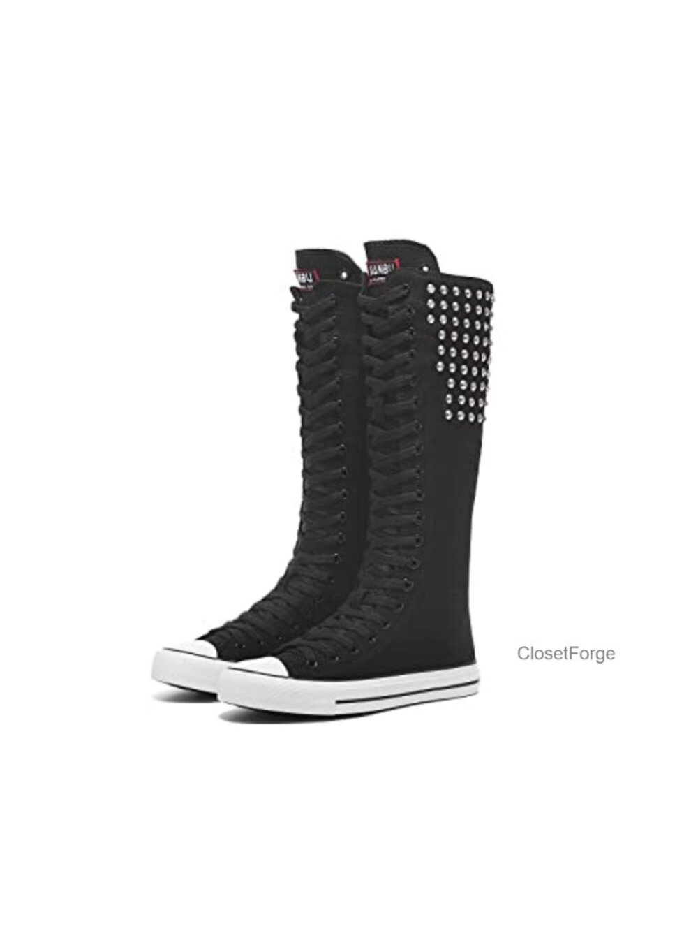 Women's Knee High Lace Up Canvas Sneakers Platform Boots